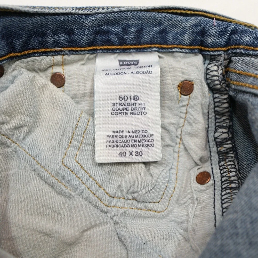 Levi's 501 Jeans‎ Mens 40X30 (39X29) Blue Denim Straight Fit Button Fly Pants